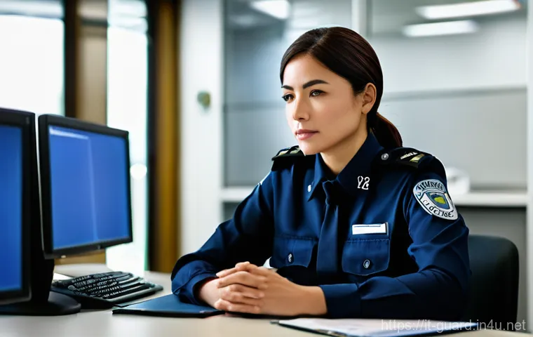 경비지도사 업무 스트레스 관리 - Prompt 1: Mindful Moment in a Control Room**