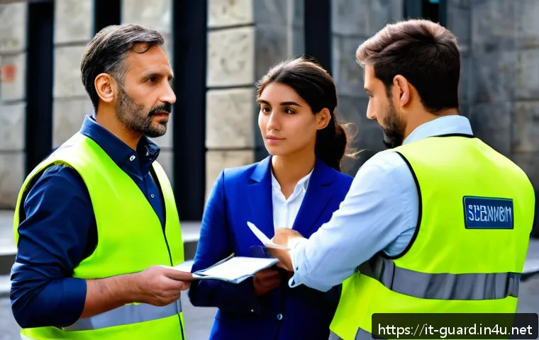 경비지도사 실무 경험이 시험에 미치는 영향 - A professional security training session in Italy, showing a diverse group of adult candidates weari...