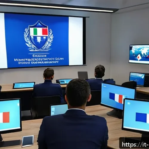 Home 33 경비지도사와 관련된 자격증 트렌드 - A professional security training classroom in Italy, featuring adult students in business casual att...