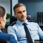 Home 23 경비지도사 실무 중 발생한 민원 사례 - A professional private security officer calmly mediating a conflict between a client and a third par...